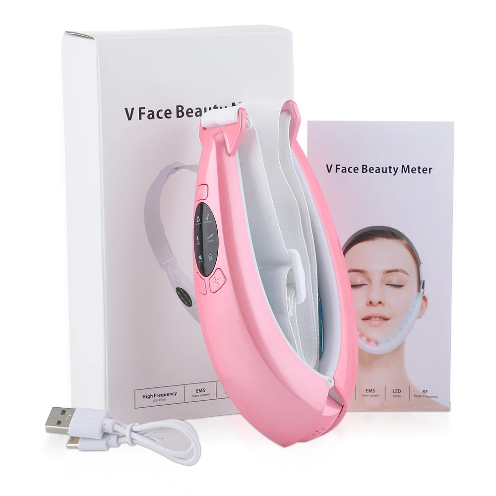 V Face Facial Machine Electric V-Line Up Lift Belt Face Massage LED Face Skin Lifting Firming Beauty Device Double Chin Reducer