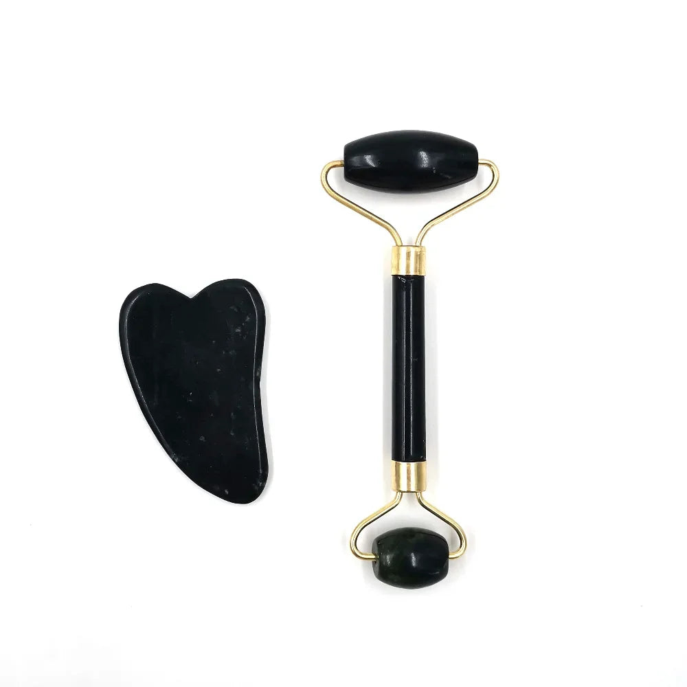 Obsidian Jade Roller Massager Gouache Scraper For Face Facial Skin Care Tools Natural Body Back Beauty Lifting Massagers Rollers