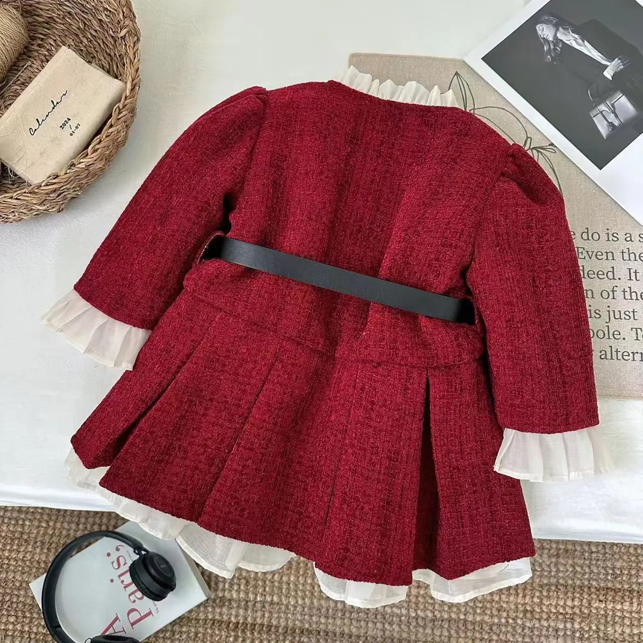 Girls Casual Dresses Pleated Dress with Fleece and Thickening Princess Dress for Girls 2 To 7 Years Kids Clothes for Girls