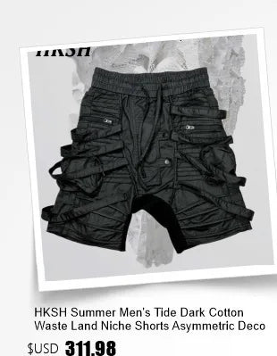 HKSH Autumn Winter Men's Tide Dark V-neck Cotton Jacket Women Splice Fur Patchwork Sleeveless Vest Zipper Chic Down Coats HK2466