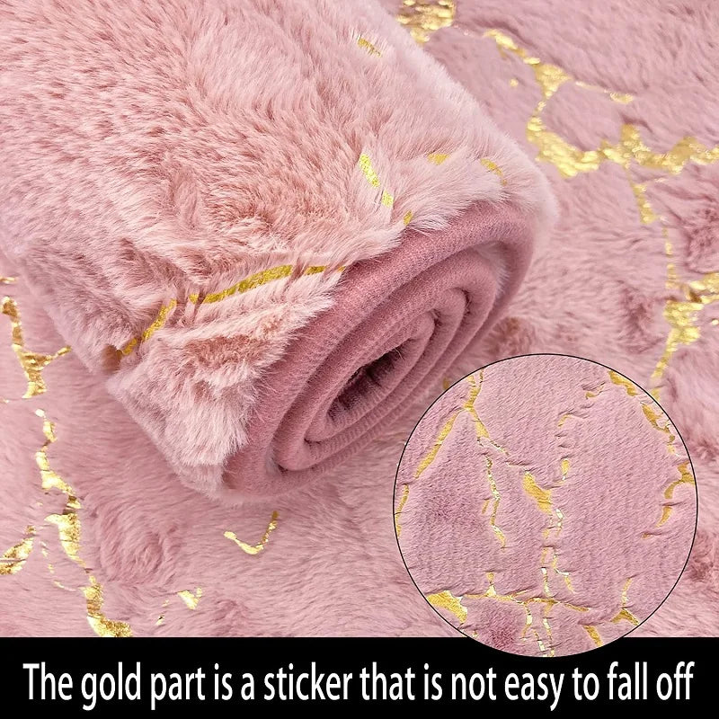 Inyahome Bath Mats for Bathroom Luxury White and Gold Non Slip and Soft Bathroom Rug Absorbent Bath Rug Decor for Kitchen Indoor