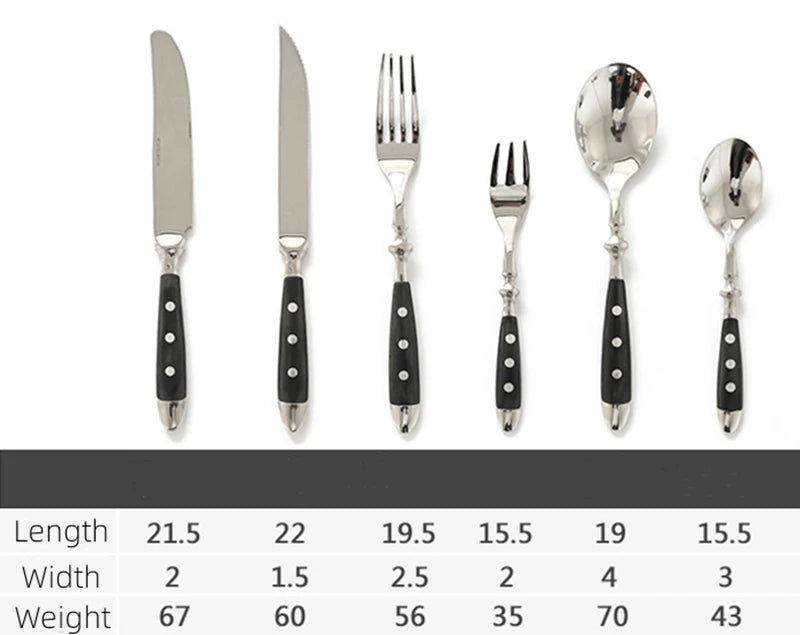 Western Stainless Steel Cutlery Set Creative Retro Steak Knife Dining Fork Spoon Dinnerware Set Rivets Handle Kitchen Tableware
