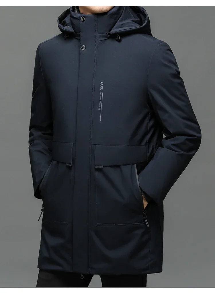 Mens Hooded Jackets Casual Outwear Long Parkas Men New Autumn Winter Warm Waterproof Parkas Jacket Coat 2 PIECES Winter Parkas