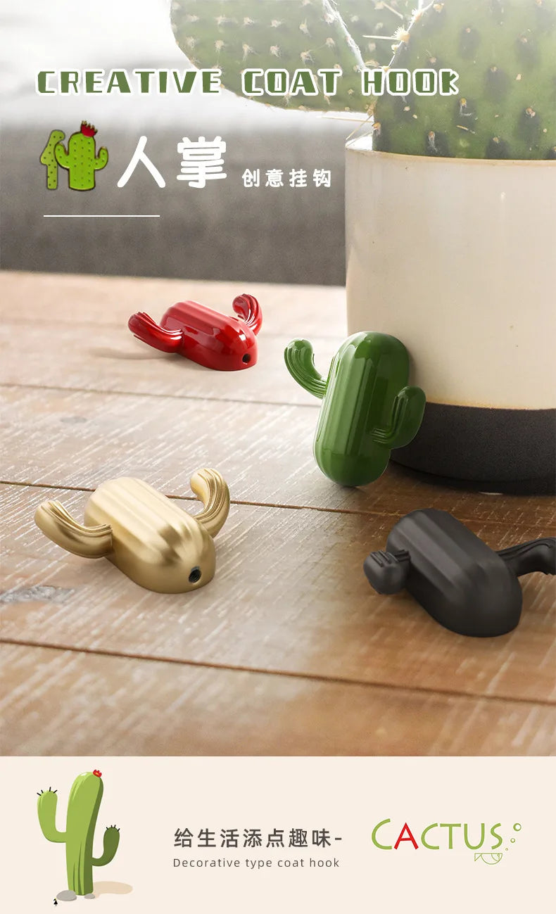 Kitchen Cabinet Storage Cactus Wall Hook Adhesive Practical Pot Plant Wall Hanger Home Decor Organizer Key Rack Bathroom Hook