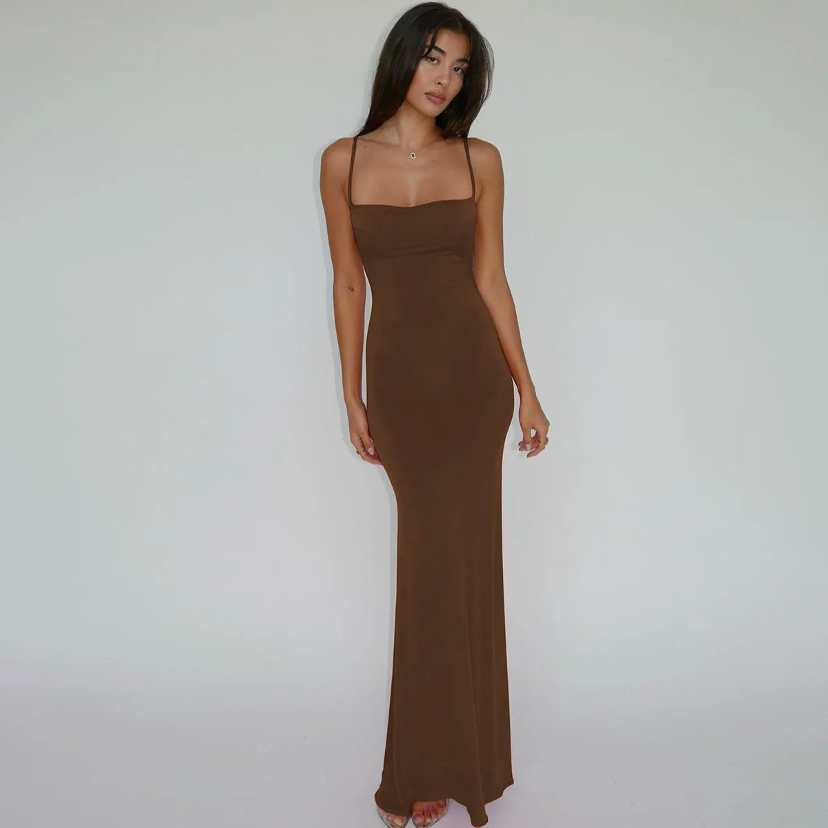 Cryptographic Draped Sexy Backless Sleeveless Slip Maxi Dress for Women Elegant Summer Sundresses Holiday Beach Vestido Clothes