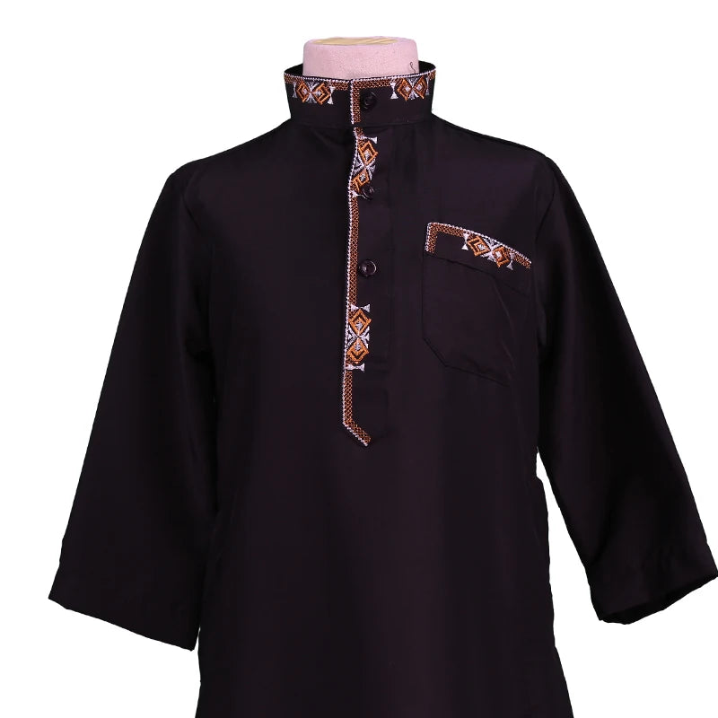 Ramadan Eid Muslim Kids Embroidery Robe Jubba Thobe Islamic Arab Boys Kaftan Children Abaya Traditional Clothes Turkey