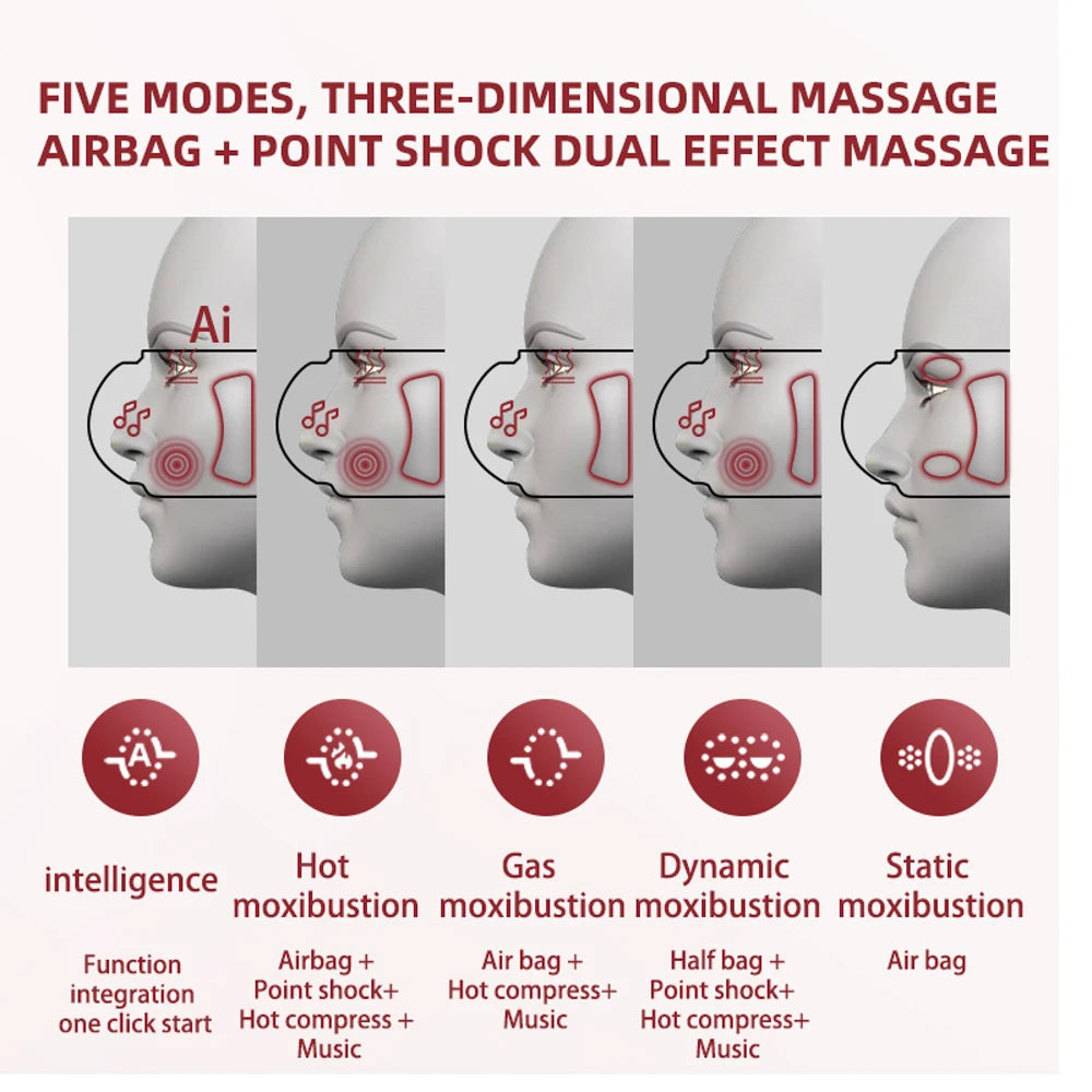 Electric Airbag Eye Massager Point Heating Eye Massage Device Airpressure Hot Compress Eyes Care Glasses Acupoint Tired Dry Eye