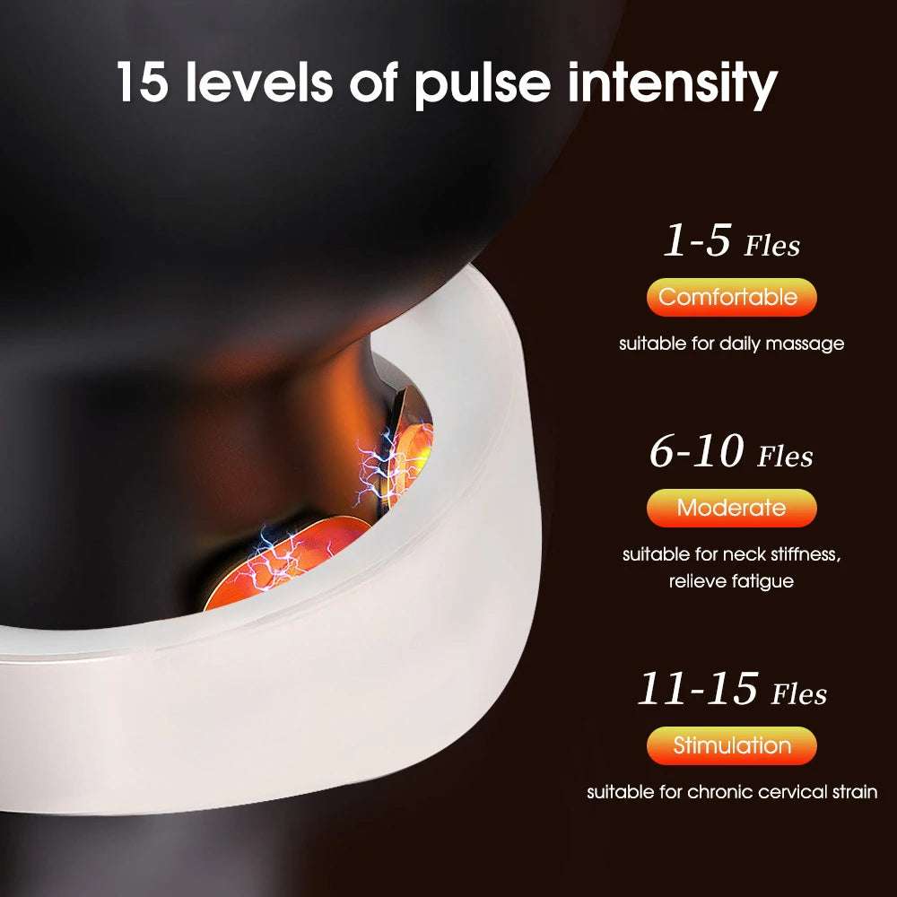 Pulse Neck Massager Heat Pain Relief Cordless Intelligent Deep Tissue Trigger Point Massage Shoulder Cervical Massager