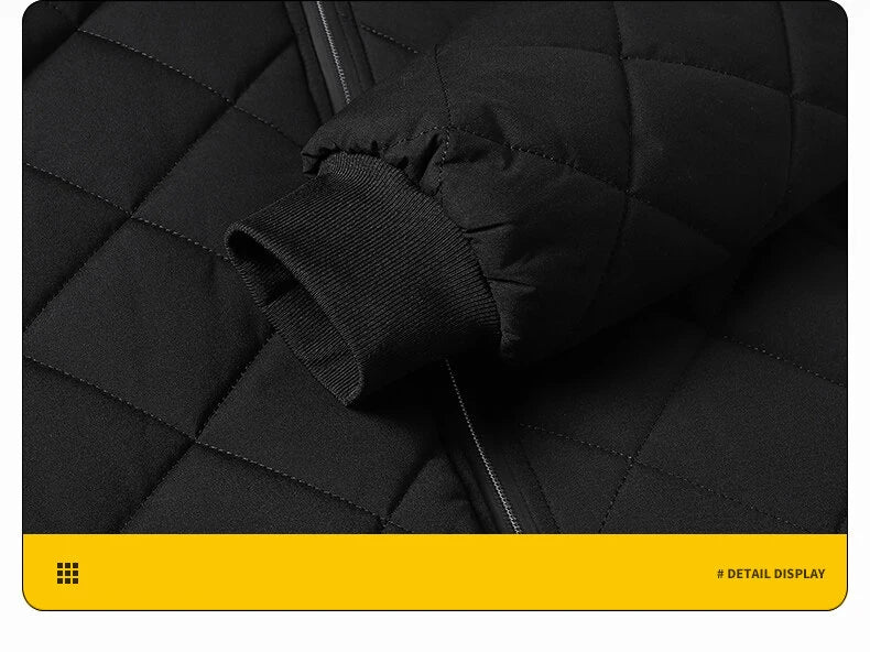 Jackets for Men with Hood Autumn Winter Cotton Padded Jacket Men Fashion Clothing Rhombus Texture Casual Parkas Plus Size 5XL