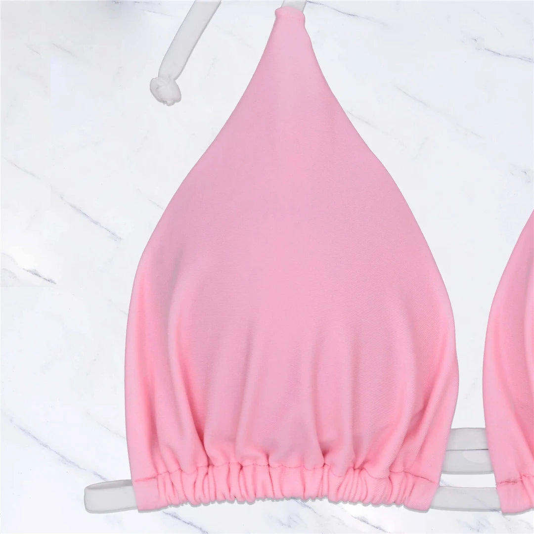 S - XL Sexy Halter Strappy High Cut Bikini Women Swimwear Female Swimsuit Two-pieces Bikini set Bather Bathing Suit Swim V6244