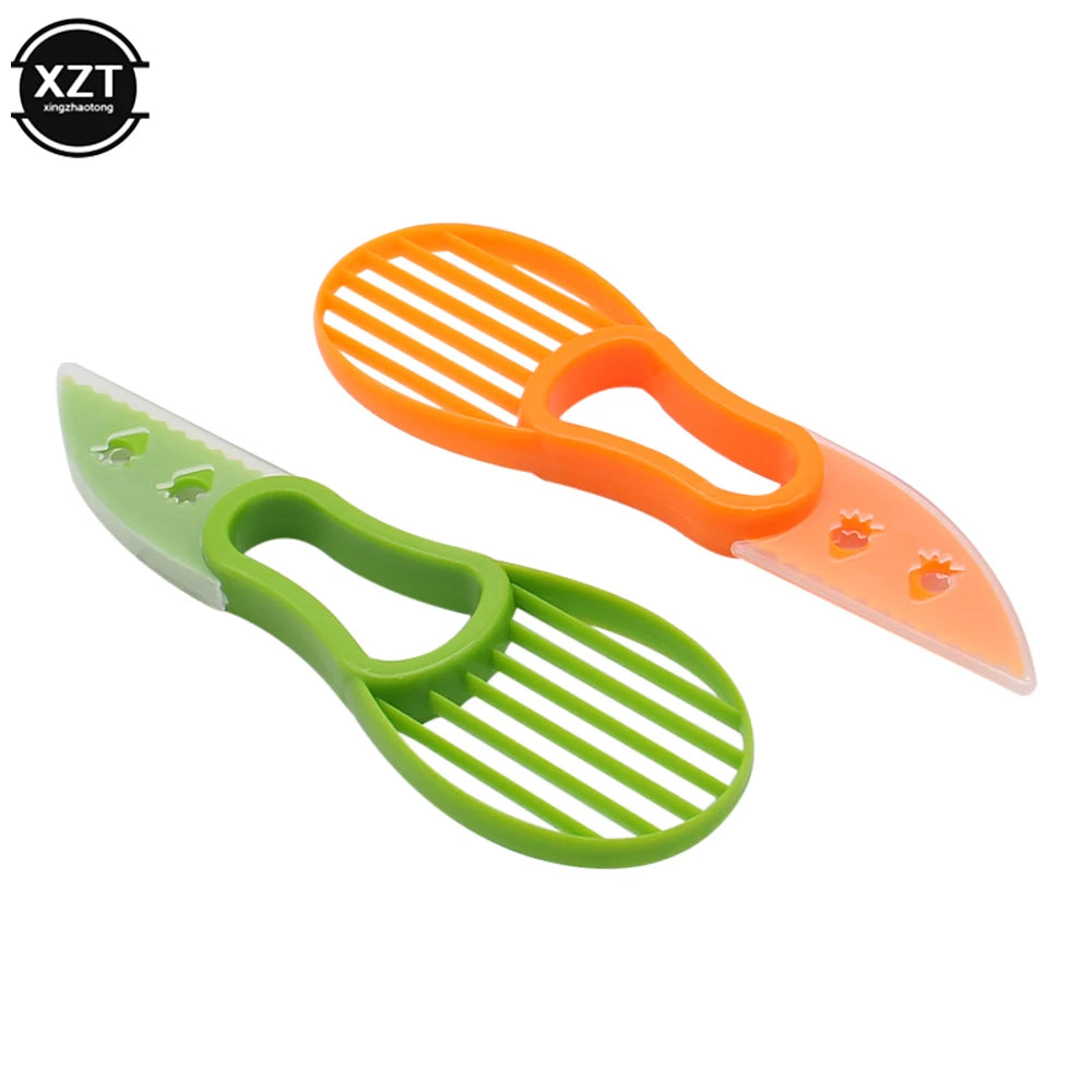 3 In 1 Avocado Slicer Shea Corer Butter Fruit Peeler Cutter Pulp Separator Plastic Knife Kitchen Vegetable Tools Kitchen Gadgets