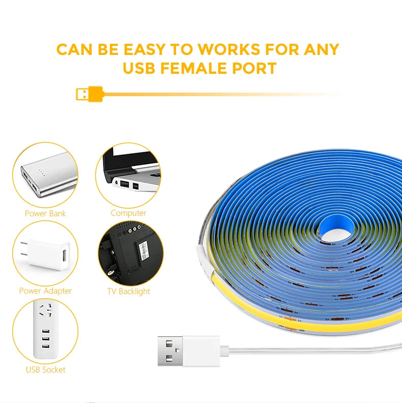 320 Leds/M DC5V USB COB LED Strip Light with Hand Sweep Motion Sensor LED Lights Tape Waterproof Kitchen Cabinet Lamp Ribbon