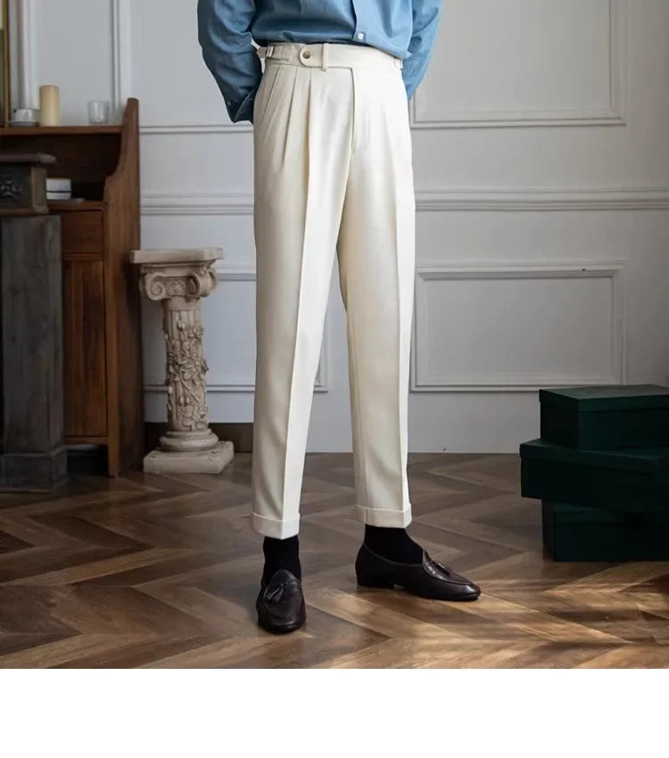 2023 Autumn/winter New Italian Style High-waisted Straight-leg Long Pants Casual Versatile Trousers For British Men
