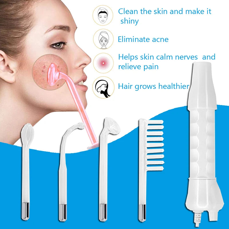 Portable High-Frequency Skin Treatment Stick Machine, Commercial Electrotherapy Machine, Neon Argon Mixed Facial Stick