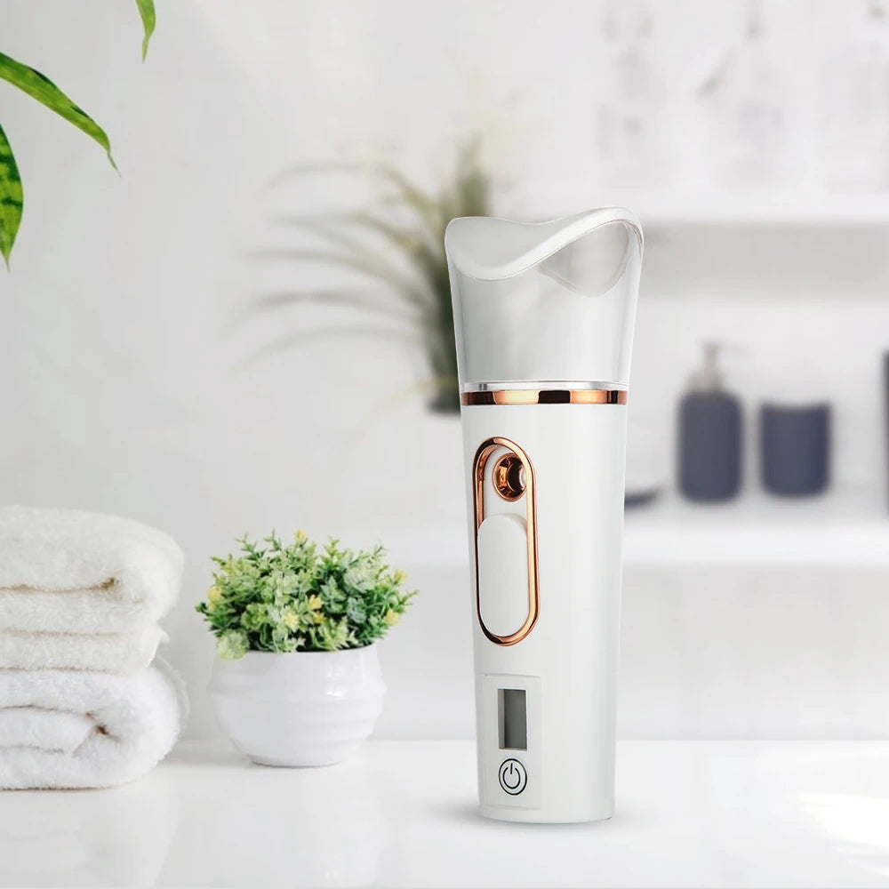 Nano Facial Sprayer Face Steamer Rechargeable Humidifier Nebulizer Portable Hydrating Moisturizing Women Beauty Water Skin Care