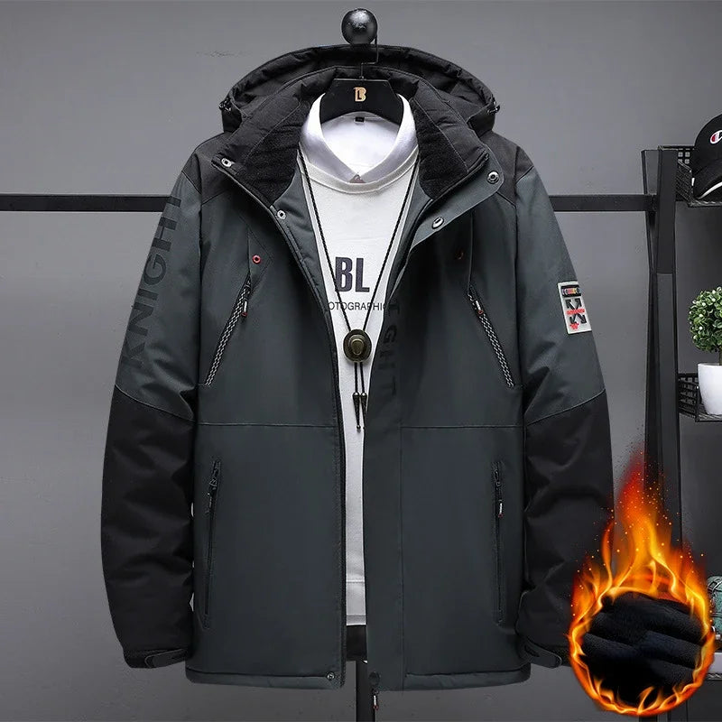 2024 Men's Winter Jacket Hooded Fleece Warm Parka Men Black Plush Coat Male Big Large Size Outerwear 9XL Windbreak Autumn Anorak