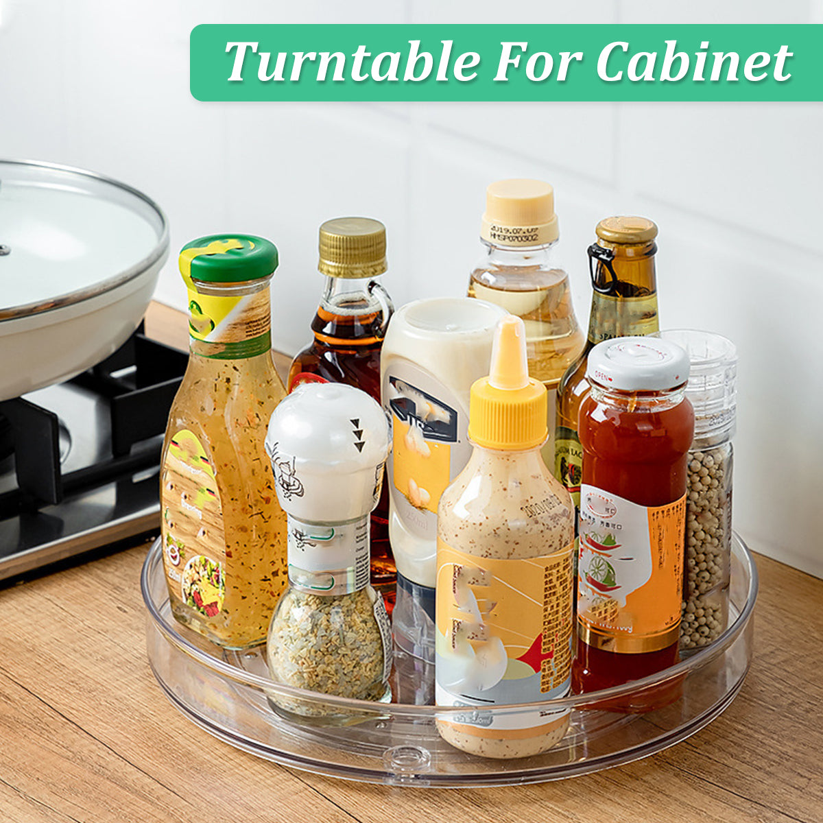360° Rotating Storage Trays Stainless Steel Kitchen Spice Organizer Turntable Multifunction Bathroom Round Storage Carousel New