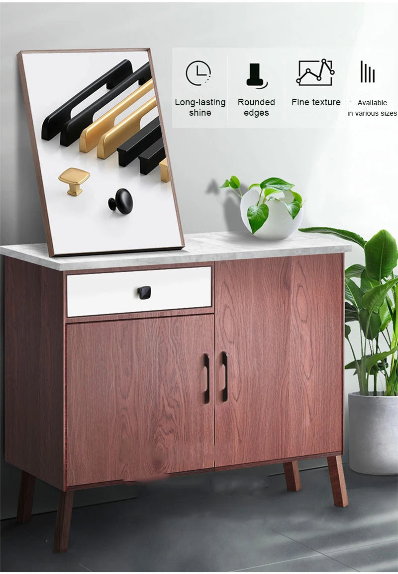 JUIDINTO 1pc Aluminium Cabinet Handle Pulls Black Handle 96-320mm Kitchen Drawer Handle for Furniture Wardrobe Closet