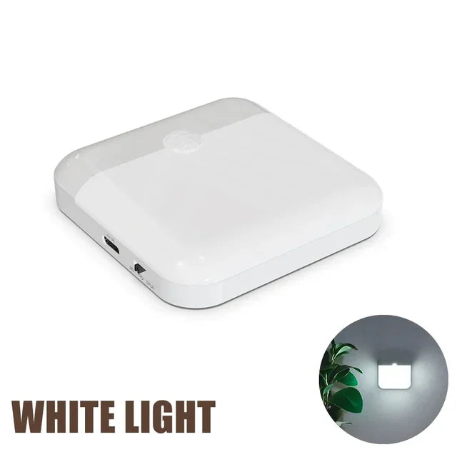 Motion Sensor Light Led Usb TYPE-C Charging Square Lamp for Bedroom Kitchen Stair Hallway Wardrobe Cupboard Lighting Night Light