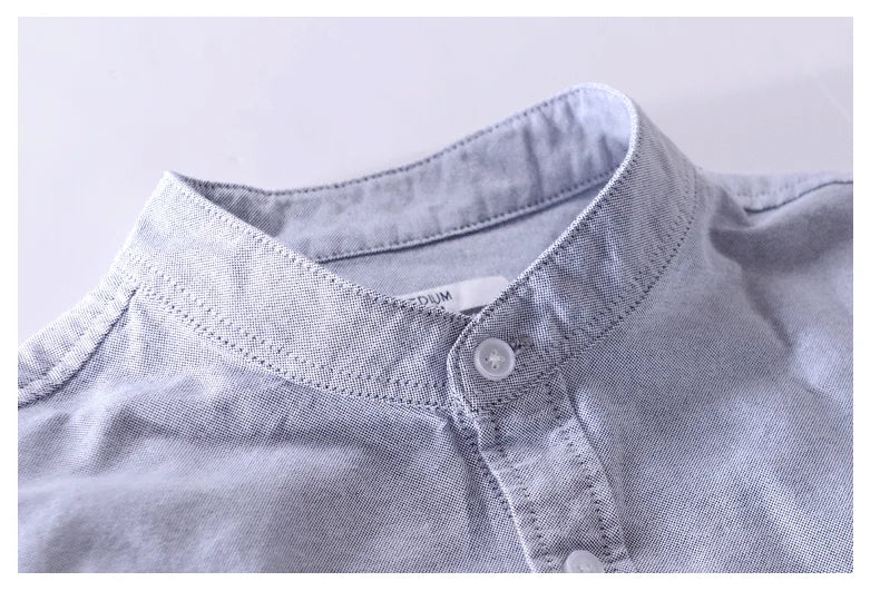 Spring Autumn New Solid Color Fashion Stand Collar Shirt Man High Street Casual Loose Button Long Sleeve Pure Cotton Cardigan