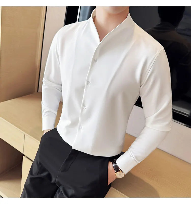 Shirts Men Dress Spring High Quality Shirts Slim Men's Business Formal Social Long Sleeve Men Casual Chemise Homme Tuxedo Shirts