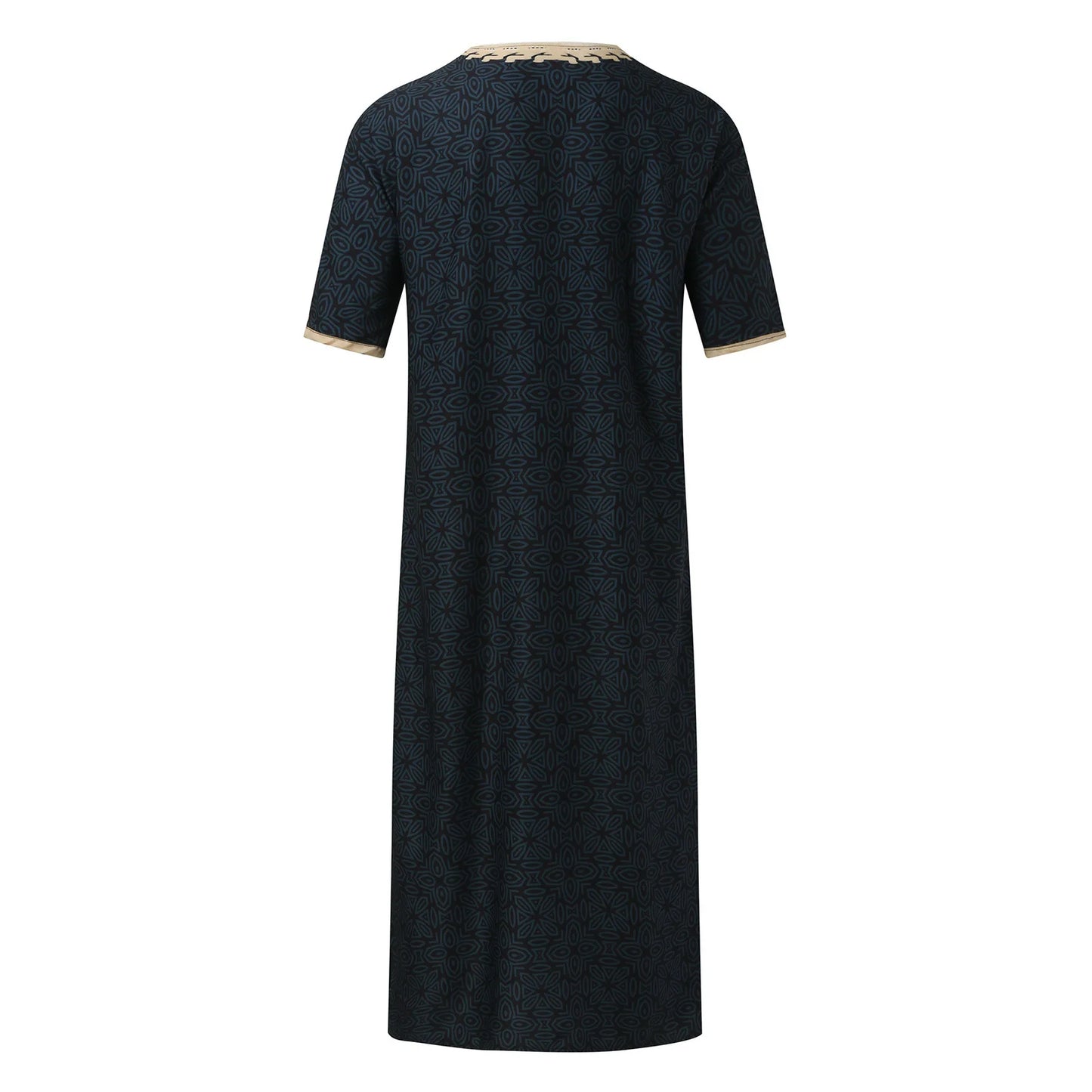 Men Muslim Summer Fashion Loose Robe Islam Kaftan Men Clothing Dubai Luxury Muslim Abaya Muslim V-neck Short Sleeve Printing