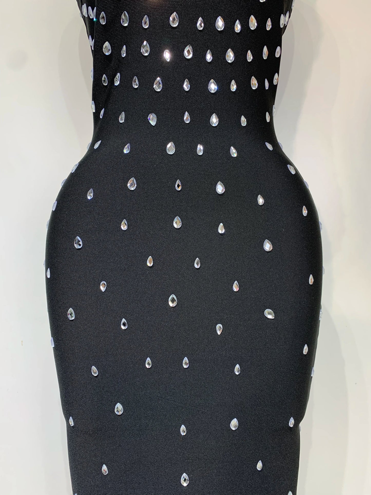 Women Sparkly Rhinestone Bandage Long Dress Elastic Sleeveless Bodycon High Street Evening Club Party Elegant Birthday Gowns