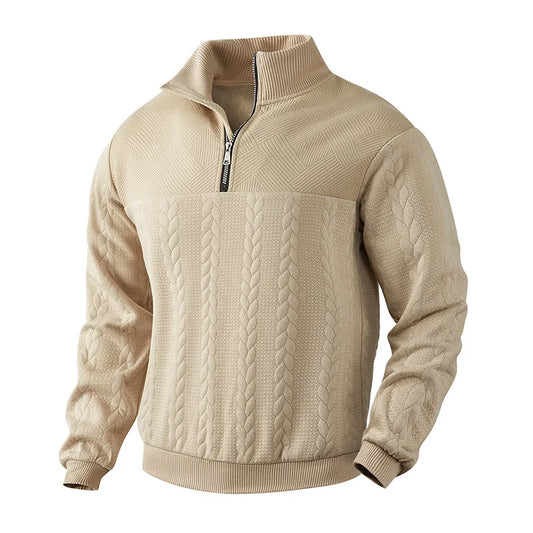 2024 New Knit Sweatshirts Men Fashion Half Zipper Stand Collar Casual Hoodies Male Patchwork Sport Knitted Hoodie Sweatshirt Man