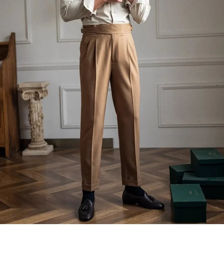 2023 Autumn/winter New Italian Style High-waisted Straight-leg Long Pants Casual Versatile Trousers For British Men