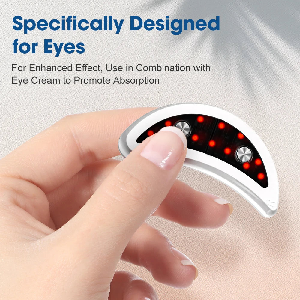 EMS Microcurrent Eye Beauty Device Electric Eye Massage Pad Heating Red Light Therapy Relieve Eye Fatigue Reduce Dark Circle