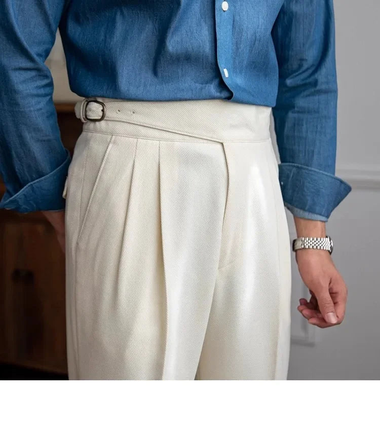 2023 Autumn/winter New Italian Style High-waisted Straight-leg Long Pants Casual Versatile Trousers For British Men
