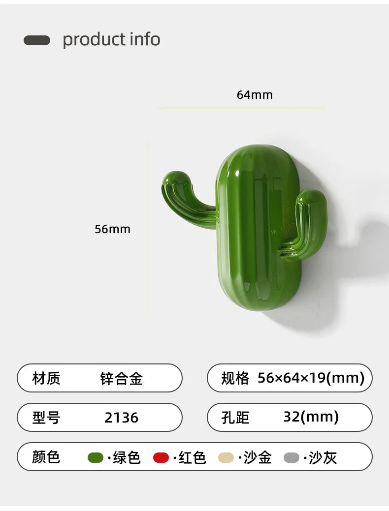 Kitchen Cabinet Storage Cactus Wall Hook Adhesive Practical Pot Plant Wall Hanger Home Decor Organizer Key Rack Bathroom Hook