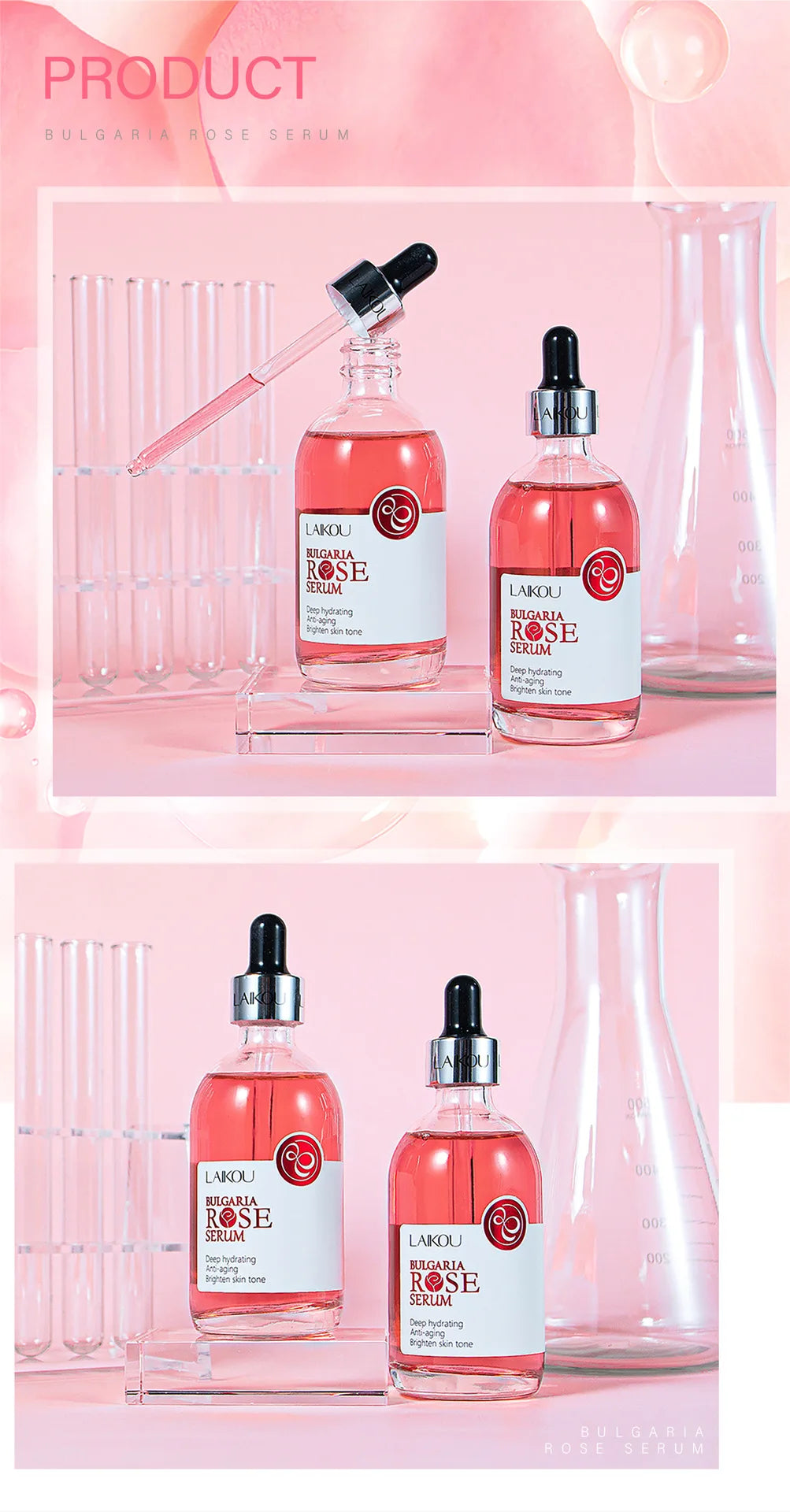 LAIKOU Cherry Blossom or Rose Essence Solution Moisturizing Facial Care Brighten Tighten Hydrating Repair Soothe Soften 100ml
