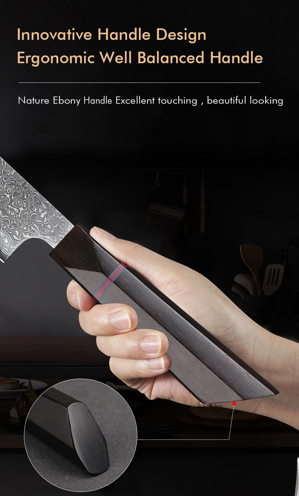 TURWHO 5" Utility Knife AUS-10 Damascus Steel Fruit Vegetable Knife Sharp Pro Chef Kitchen Supplies for Carving Dovetail Handle