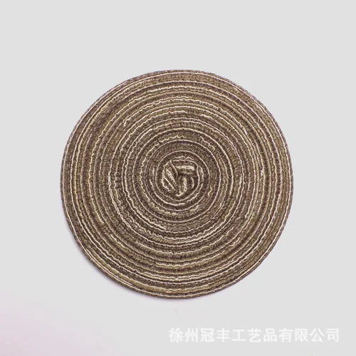 1pcs Round Table Mat Woven Ramie Placemats Anti Slip Dining Table Mats Non-Slip Tableware Bowl Pads Kitchen Drink Cup Coasters