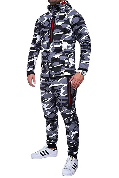 Men's Tracksuit Military Hoodie Sets Camouflage Hooded Leisure Suit Man Sweatshirt Pants Tactical Sweat Sports Suit