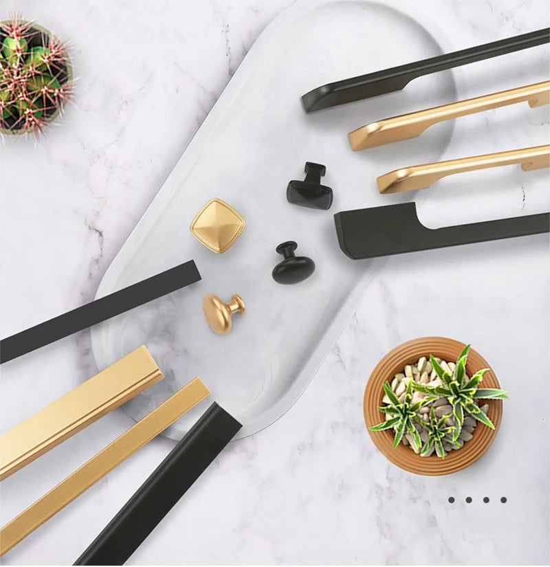 JUIDINTO 1pc Aluminium Cabinet Handle Pulls Black Handle 96-320mm Kitchen Drawer Handle for Furniture Wardrobe Closet