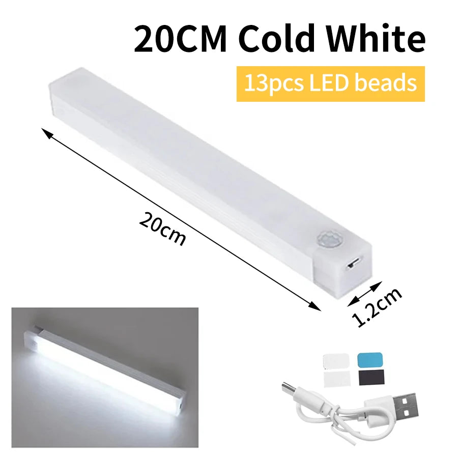 Motion Sensor Cabinet Light USB Rechargeable Lamp Night Light Closet Wardrobe Led Lights Wall Lamps Stair Bedroom Kitchen Lights