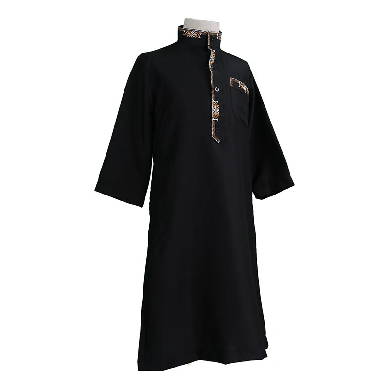 Ramadan Eid Muslim Kids Embroidery Robe Jubba Thobe Islamic Arab Boys Kaftan Children Abaya Traditional Clothes Turkey