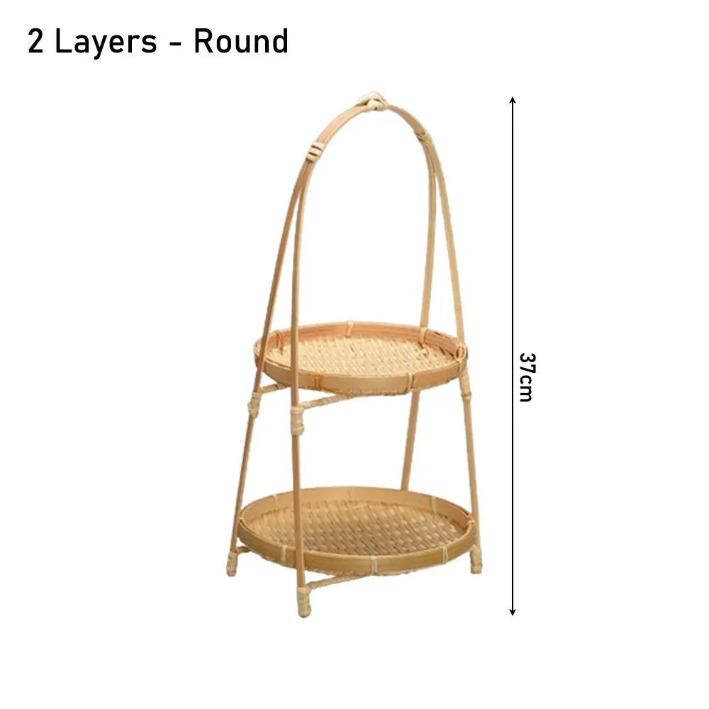 Bamboo Fruit Basket Standing Trays Serving Trays Woven Fruit Basket Bread Basket for Kitchen Dining Room Restaurant Picnics Desk