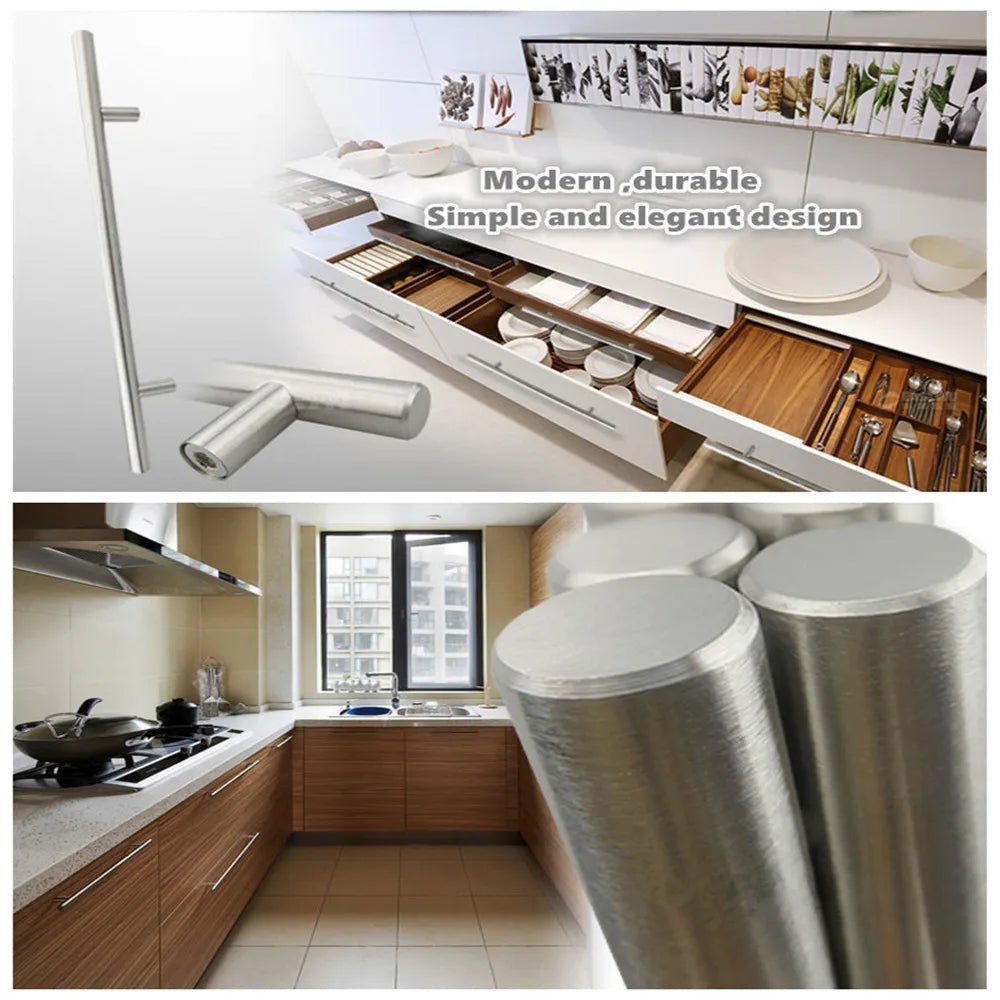 Modern  Stainless Steel Kitchen Door Cabinet T Bar Handle Pull Knob cabinet knobs furniture handle cupboard drawer handle