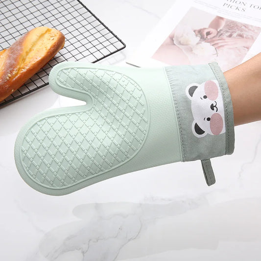 1pc Oven Silicone Gloves Anti-scald Gloves Cute Oven Mitt Heat Resistant Gloves Microwave Oven Baking Tools Kitchen Bakeware