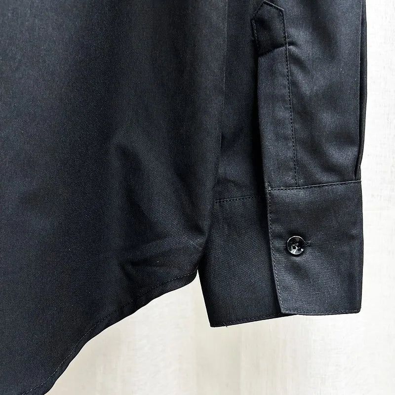 New Niche Design Fashion Brand Shirts Man Straps High-end Loose Fitting Long Blouse BF Women Shirts