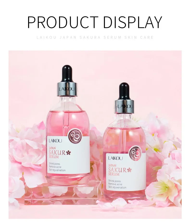 LAIKOU Cherry Blossom or Rose Essence Solution Moisturizing Facial Care Brighten Tighten Hydrating Repair Soothe Soften 100ml