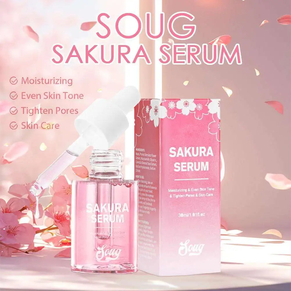 Niacinamide Sakura Serum Face Essence Deep Cleansing Moisturizing Dry Skin  Shrink Pores Beauty Facial Skin Care Products 2/1pcs