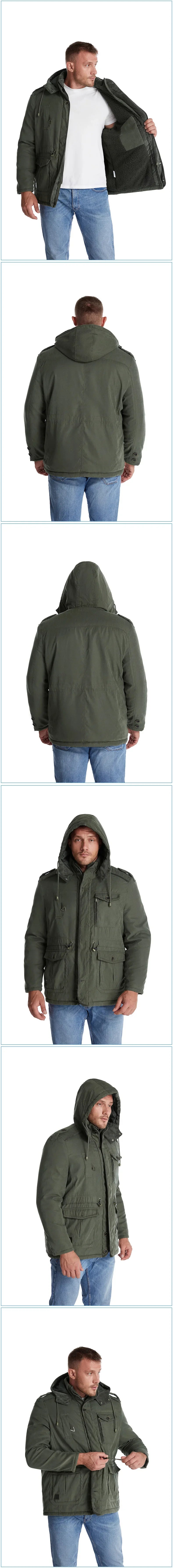 Men's Jacket WINTER USA SIZE Large SIZE Lamb Fleece JACKETS Hooded Cotton Thickened Multi Pocket Casual Mid length Coat