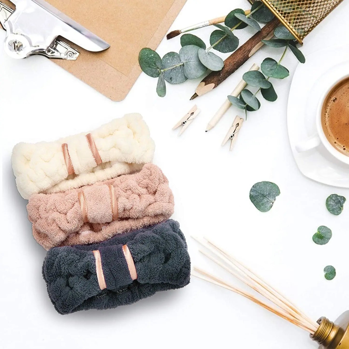 Headbands Spa Facial Headbands Makeup Headbands Elastic Terry Cloth Head Wrap for Women Washing Face Makeup Shower Yoga Sports