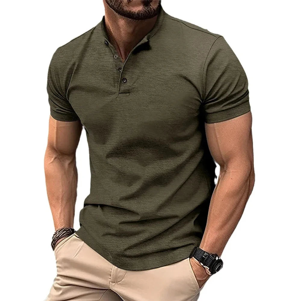 Summer Lightweight Lapel Polo Shirt Men's Short Sleeve Cotton Breathable Fashion Slim Fit Polo Shirt Male Fitness T-shirt
