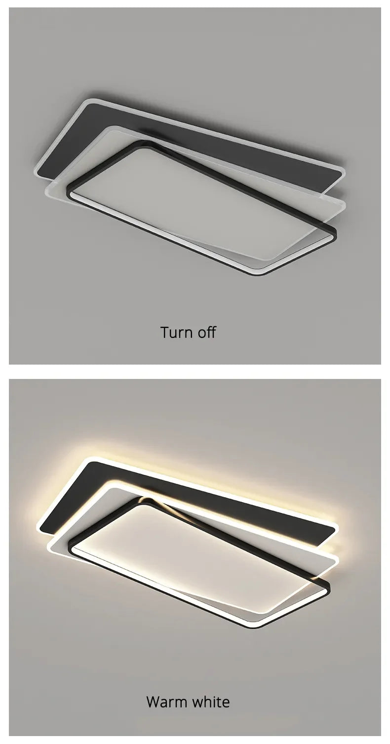 Modern Round Square LED Chandelier Simple Dimming Ceiling Lamps for Living Dining Room Kitchen Bedroom Indoor Lighting Fixture