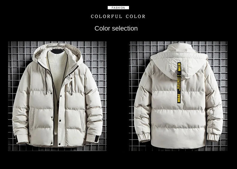 Men's Casual Fleece-padded Jacket Warm Waterproof Crisp High-quality Fabric Comfortable Skin Breathable Wear Handsome Coats